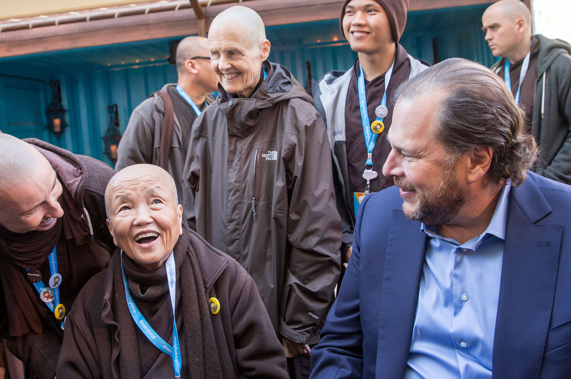 Marc Benioff, CEO of San Francisco-based Salesforce with Vietnamese monastics